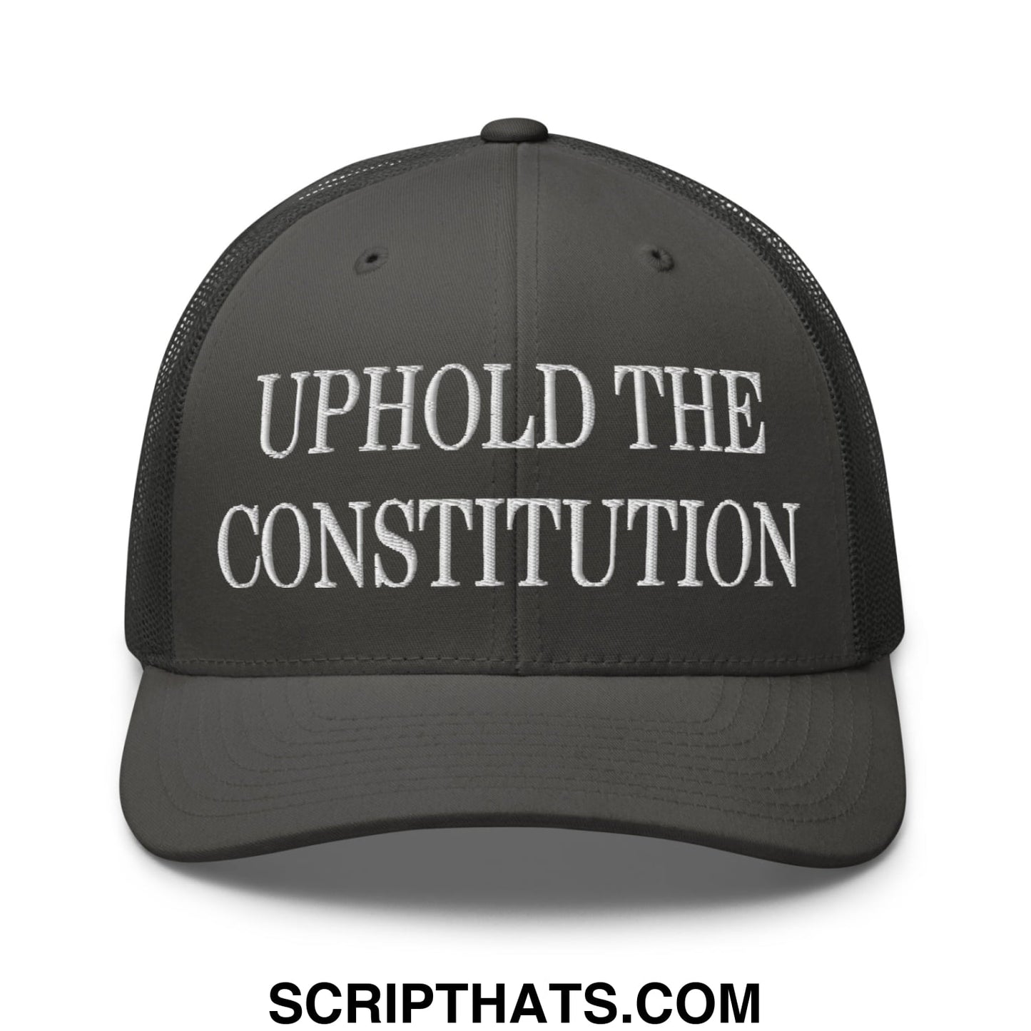 Uphold The Constitution Embroidered Mesh Trucker Hat Charcoal