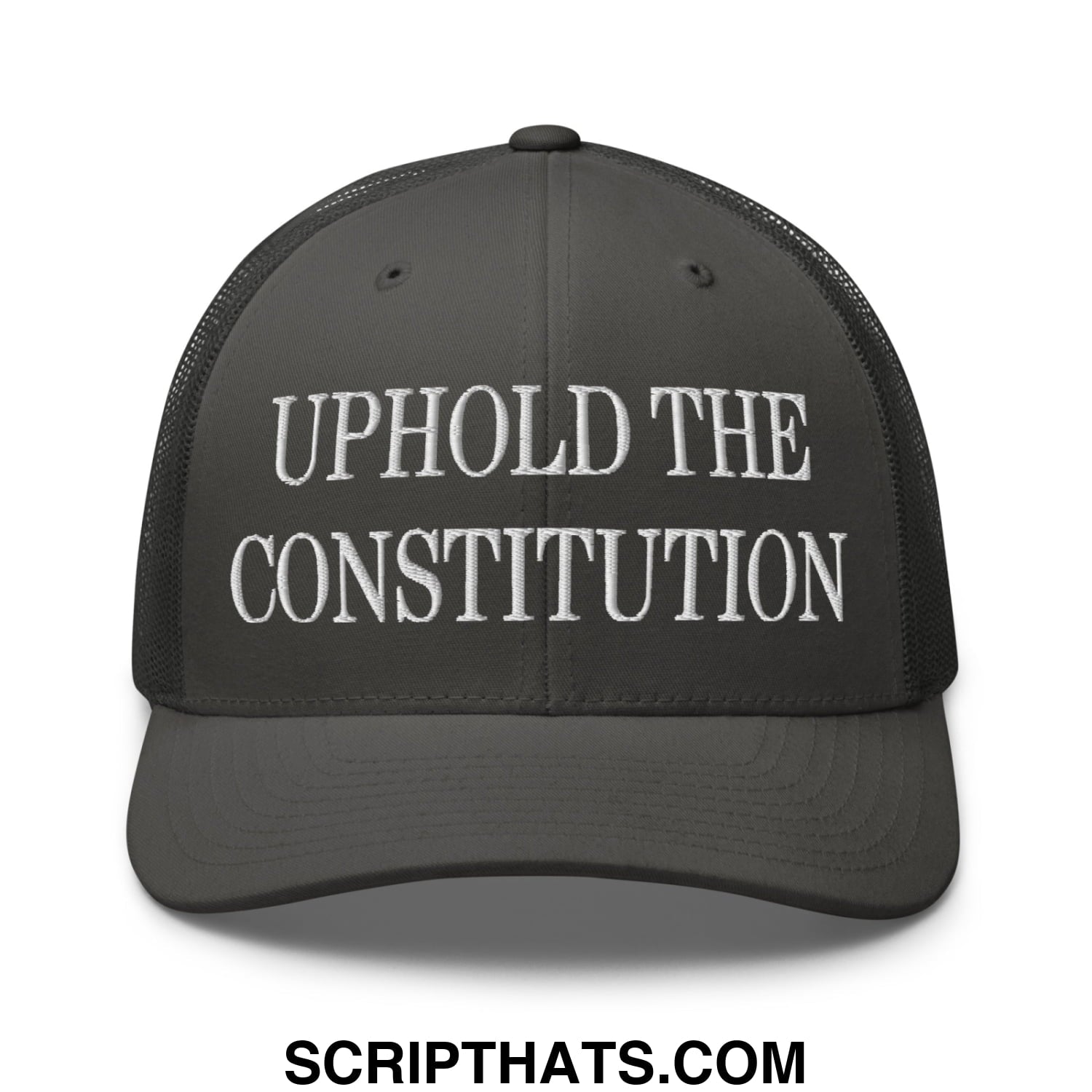 Uphold The Constitution Embroidered Mesh Trucker Hat Charcoal