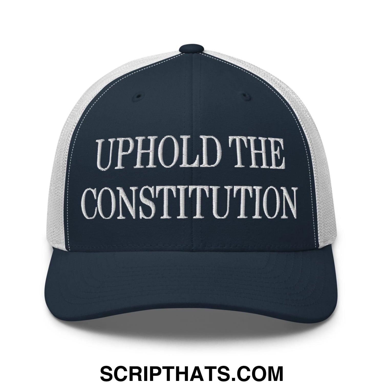Uphold The Constitution Embroidered Mesh Trucker Hat Navy White