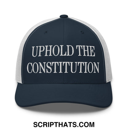 Uphold The Constitution Embroidered Mesh Trucker Hat Navy White