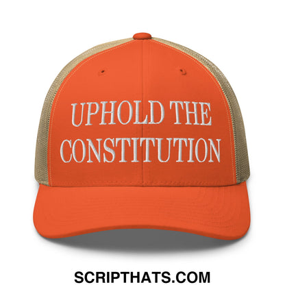 Uphold The Constitution Embroidered Mesh Trucker Hat Rustic Orange Khaki