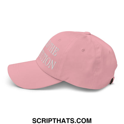 A soft pink uphold the constitution embroidered unstructured dad hat with to the victory silver thread embroidery