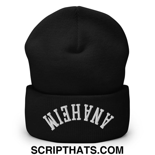 Upside Down Anaheim Embroidered Cuffed Knit Beanie Black