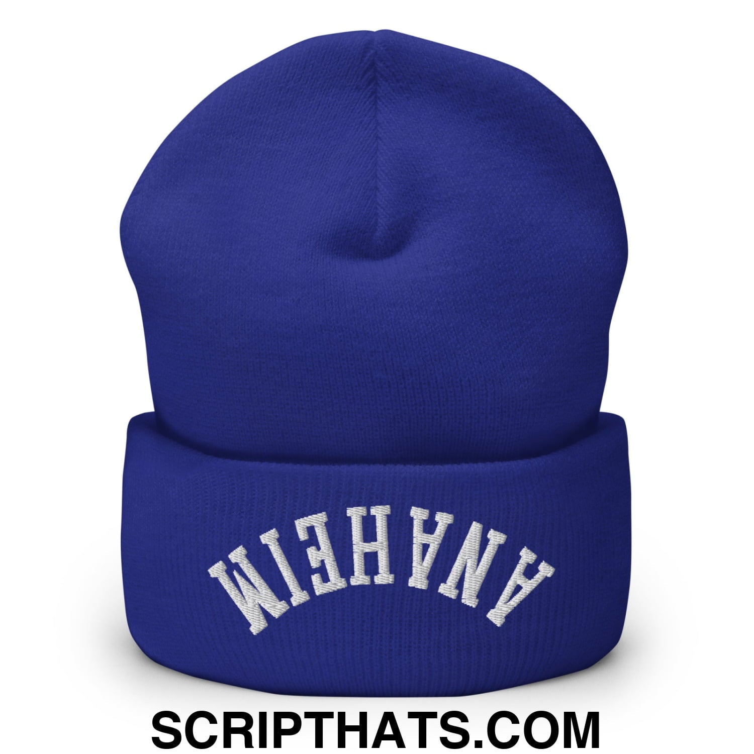 Upside Down Anaheim Embroidered Cuffed Knit Beanie Royal