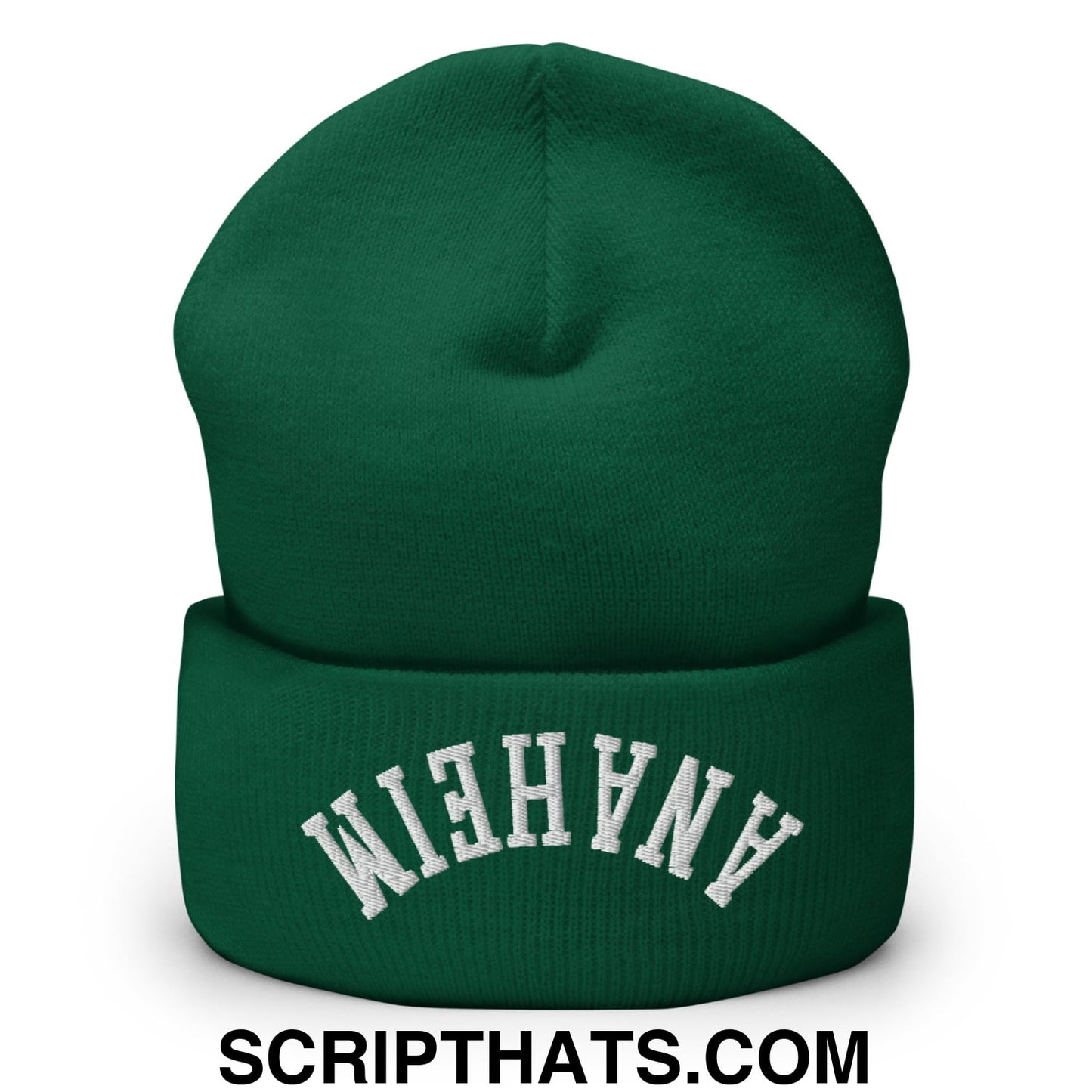 Upside Down Anaheim Embroidered Cuffed Knit Beanie Spruce