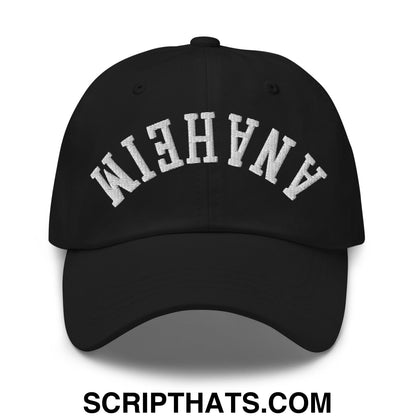 Upside Down Anaheim Embroidered Unstructured Dad Hat Black