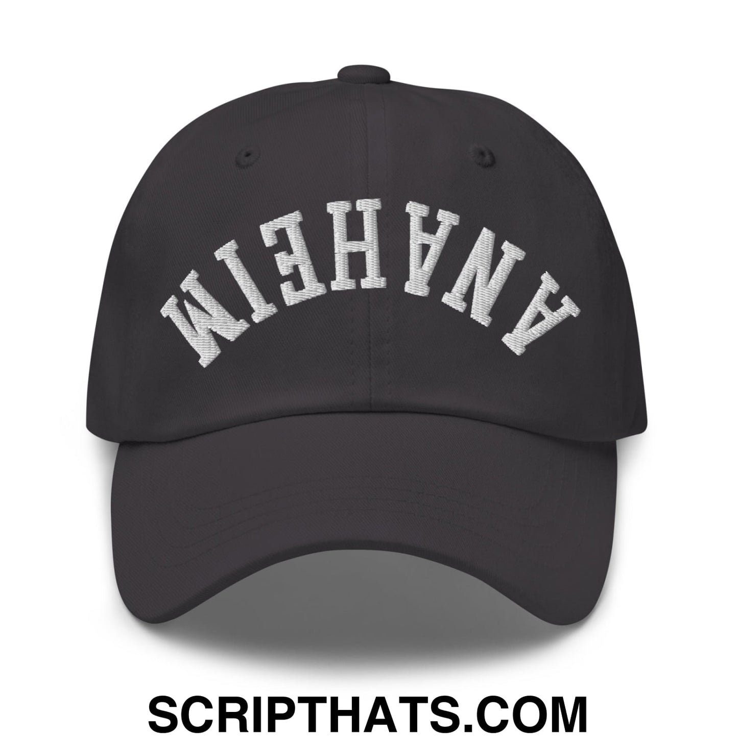 Upside Down Anaheim Embroidered Unstructured Dad Hat Dark Grey