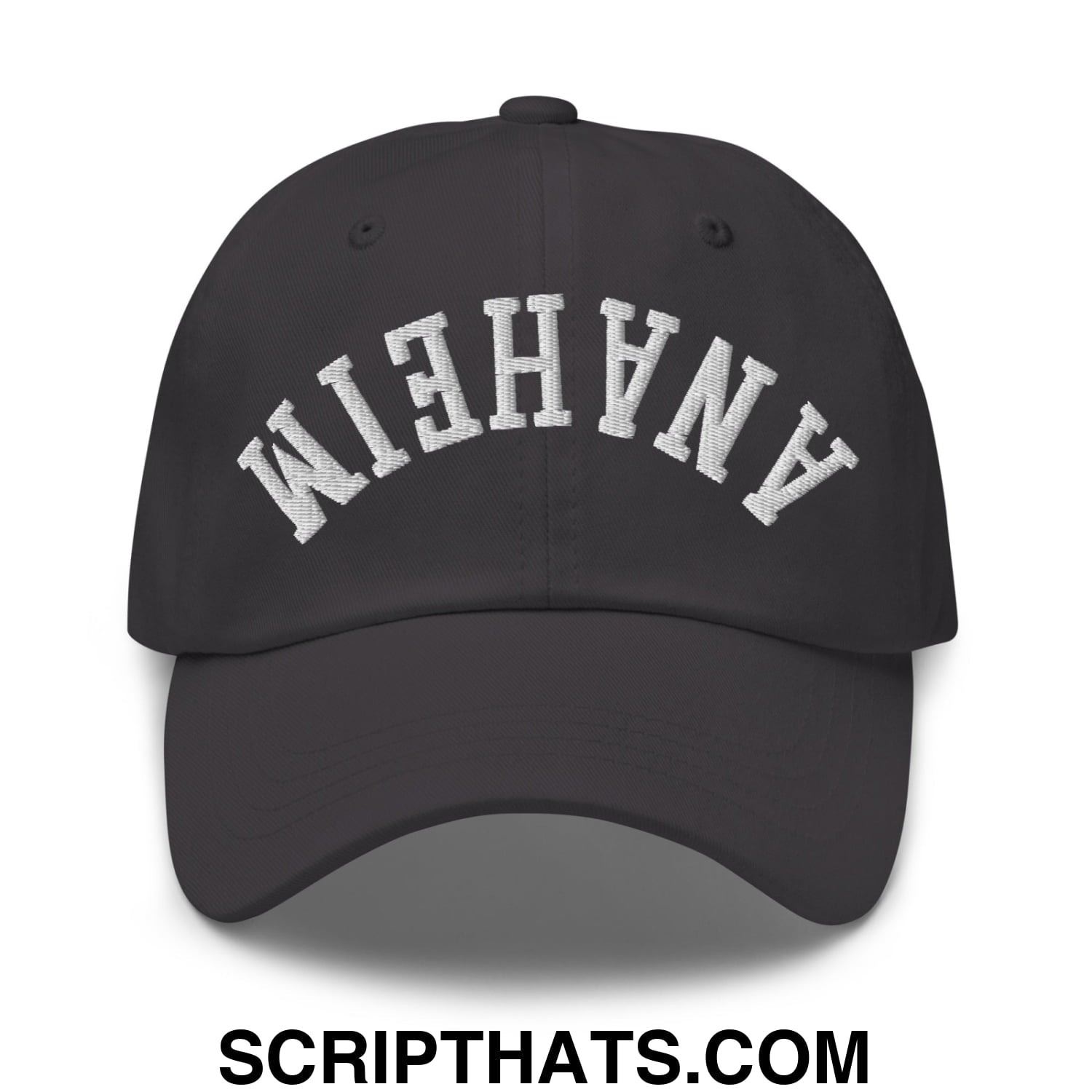 Upside Down Anaheim Embroidered Unstructured Dad Hat Dark Grey