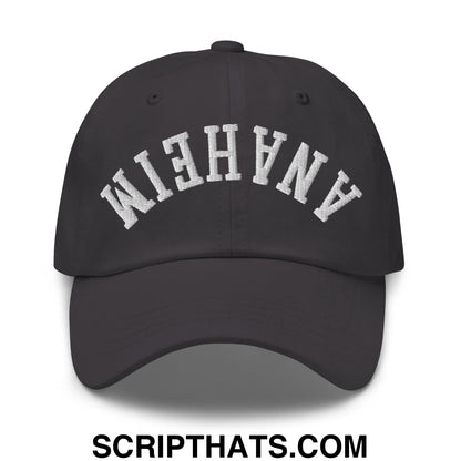 Upside Down Anaheim Embroidered Unstructured Dad Hat Dark Grey