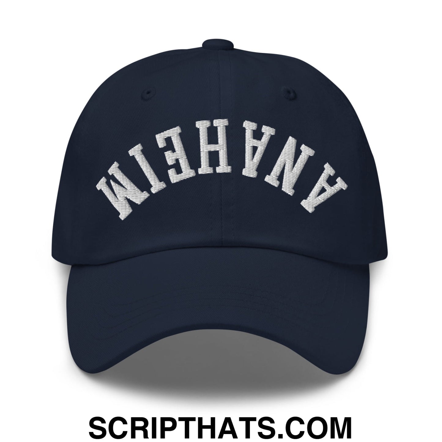 Upside Down Anaheim Embroidered Unstructured Dad Hat Navy