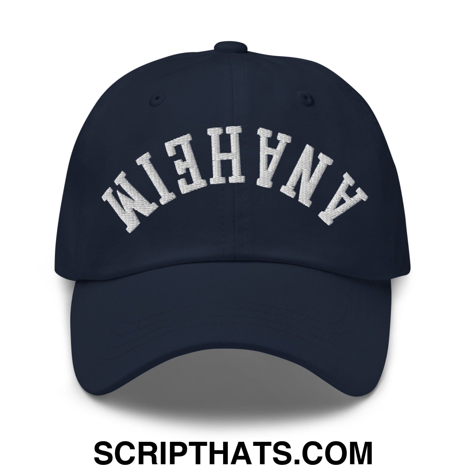 Upside Down Anaheim Embroidered Unstructured Dad Hat Navy