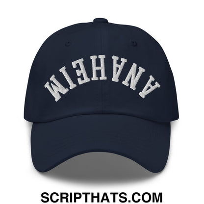Upside Down Anaheim Embroidered Unstructured Dad Hat Navy