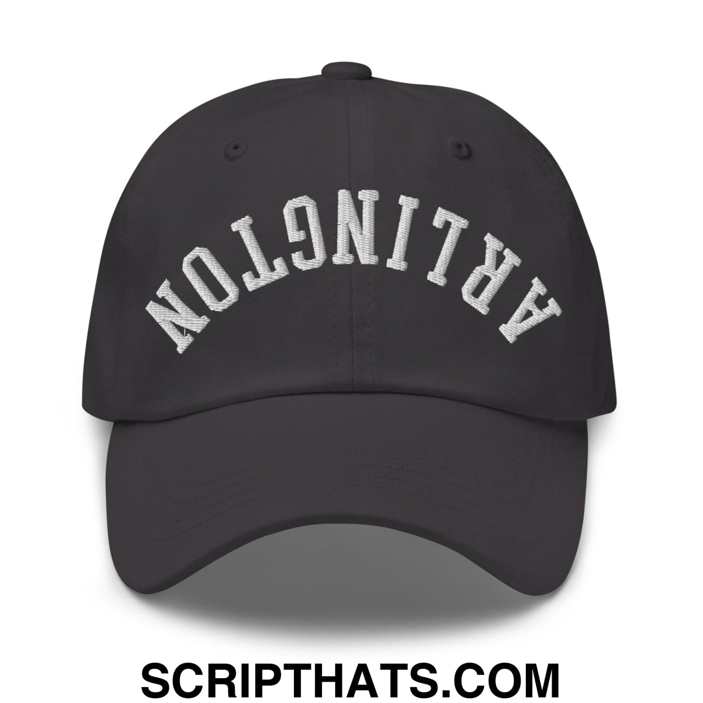 Upside Down Arlington Embroidered Unstructured Dad Hat Dark Grey