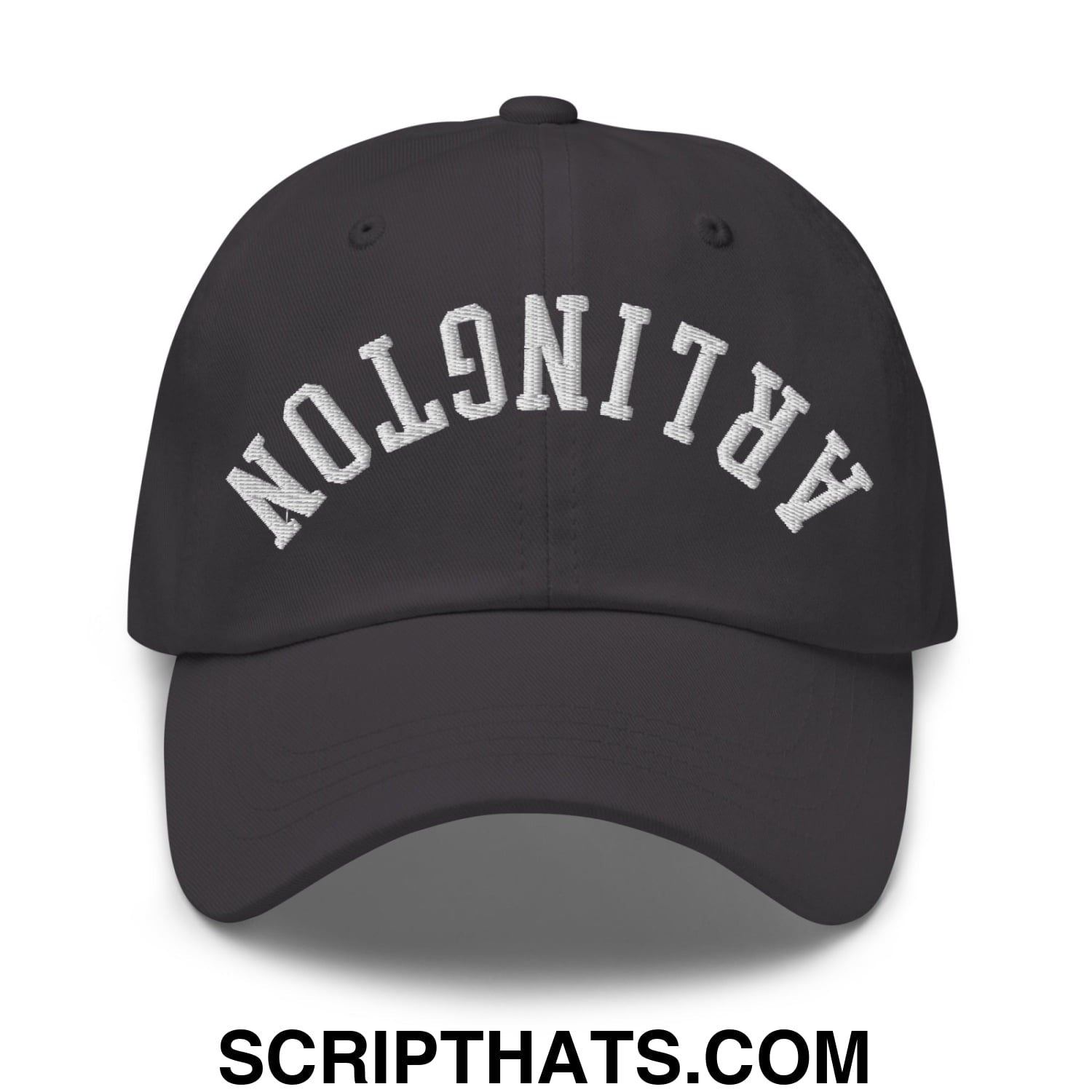 Upside Down Arlington Embroidered Unstructured Dad Hat Dark Grey