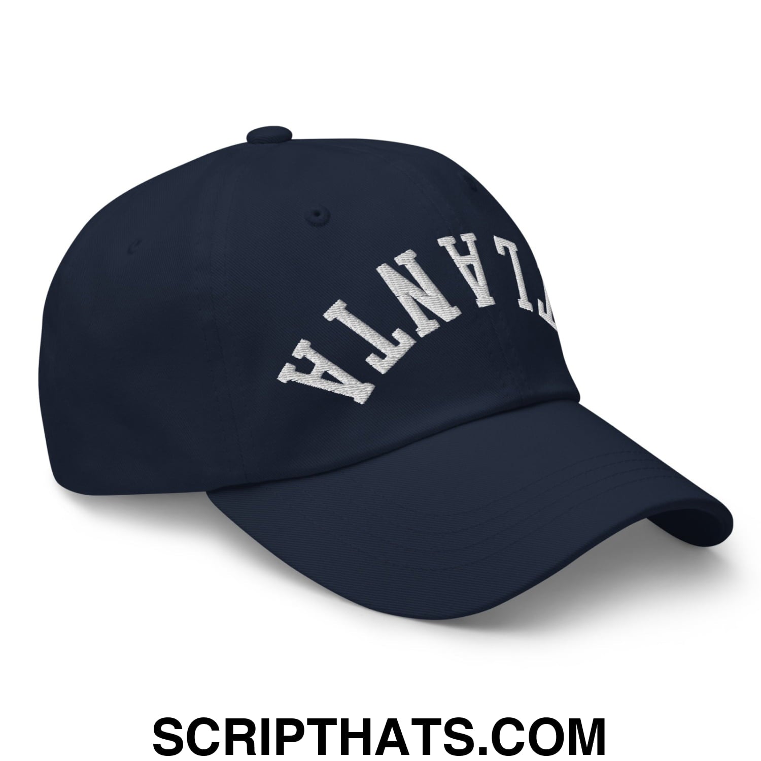 Upside Down Atlanta Embroidered Unstructured Dad Hat Navy