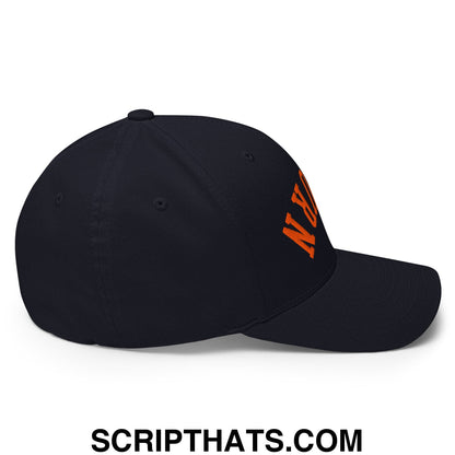 Upside Down Auburn Embroidered Stretch Fit Baseball Hat Dark Navy