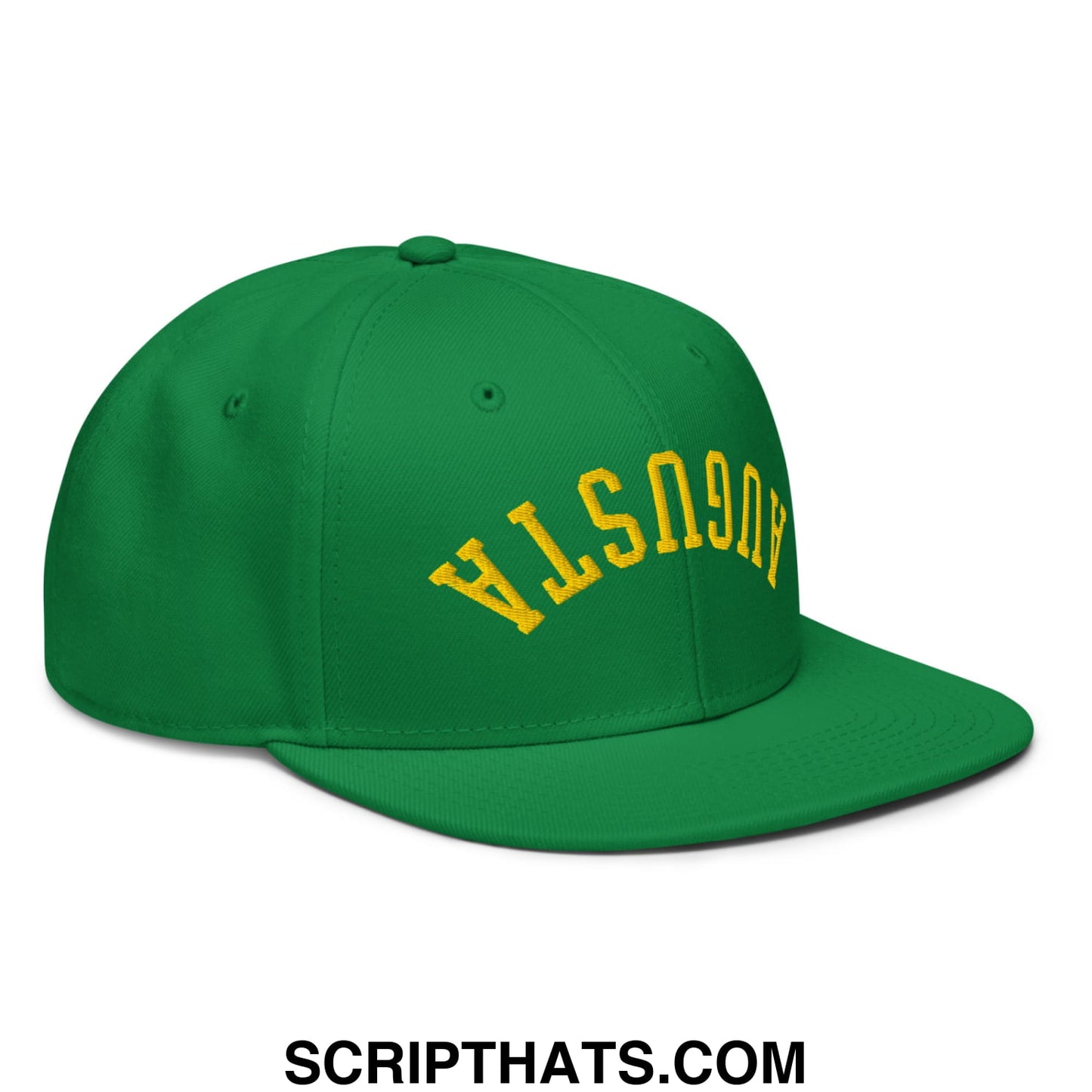 Upside Down Augusta Embroidered Flat Bill Brim Golf Snapback Hat Kelly Green