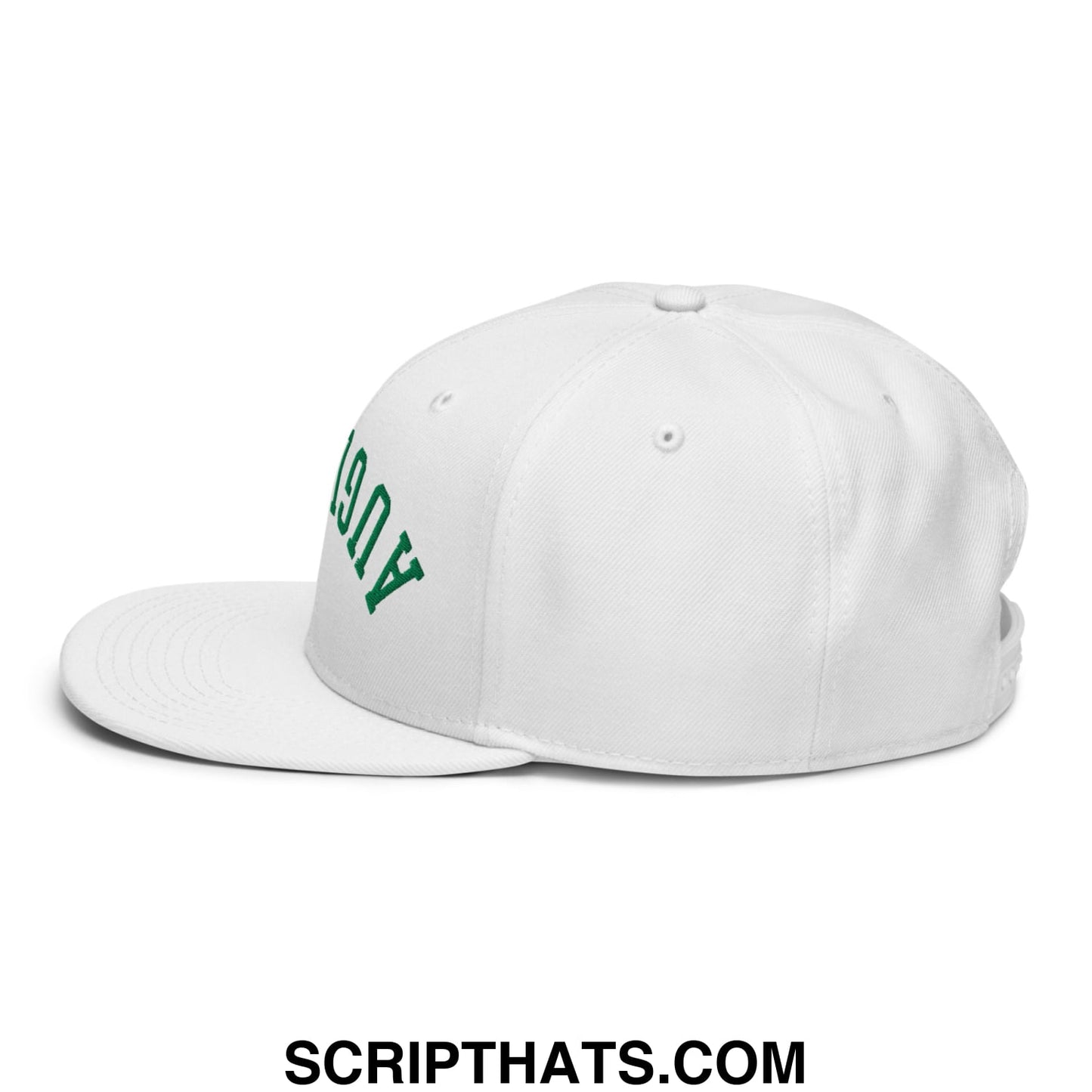 Upside Down Augusta Embroidered Flat Bill Brim Golf Snapback Hat White