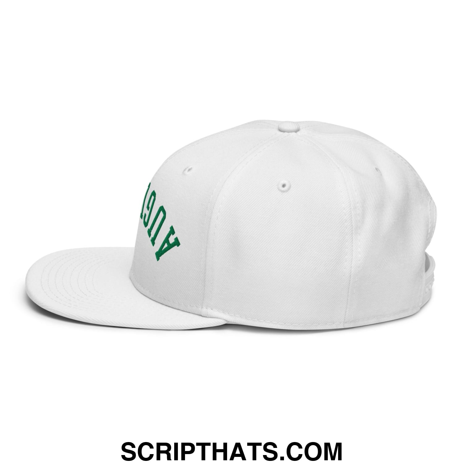 Upside Down Augusta Embroidered Flat Bill Brim Golf Snapback Hat White
