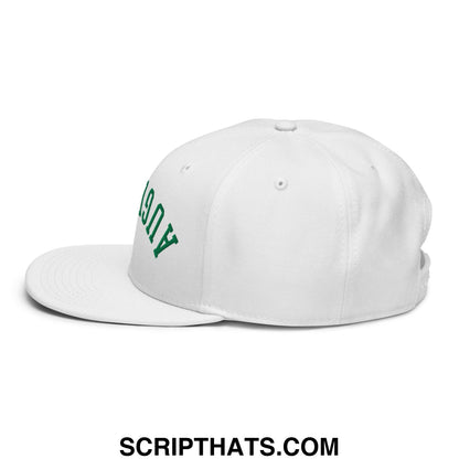 Upside Down Augusta Embroidered Flat Bill Brim Golf Snapback Hat White