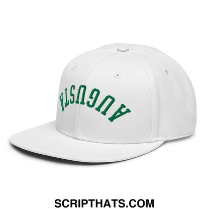 Upside Down Augusta Embroidered Flat Bill Brim Golf Snapback Hat White