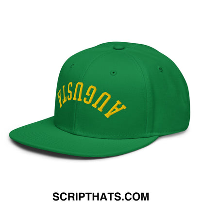Upside Down Augusta Embroidered Flat Bill Brim Golf Snapback Hat Kelly Green