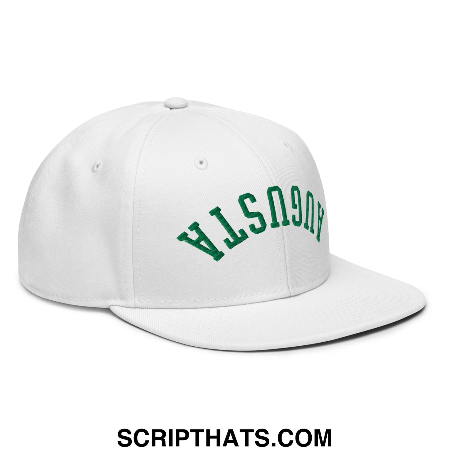 Upside Down Augusta Embroidered Flat Bill Brim Golf Snapback Hat White