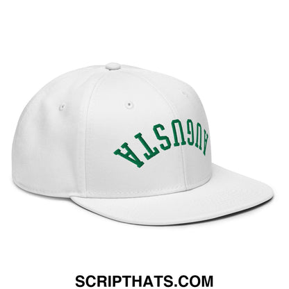 Upside Down Augusta Embroidered Flat Bill Brim Golf Snapback Hat White