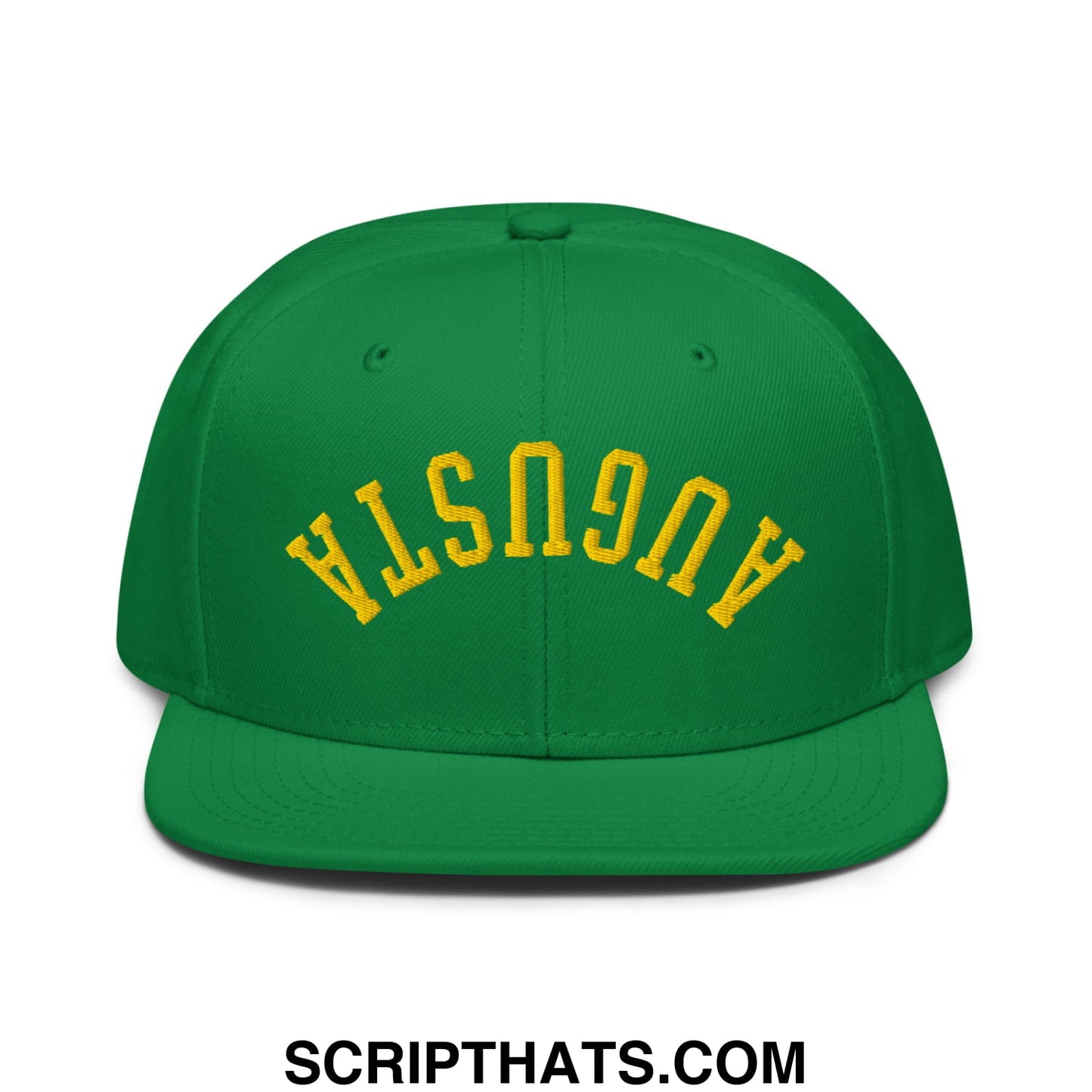 Upside Down Augusta Embroidered Flat Bill Brim Golf Snapback Hat Kelly Green