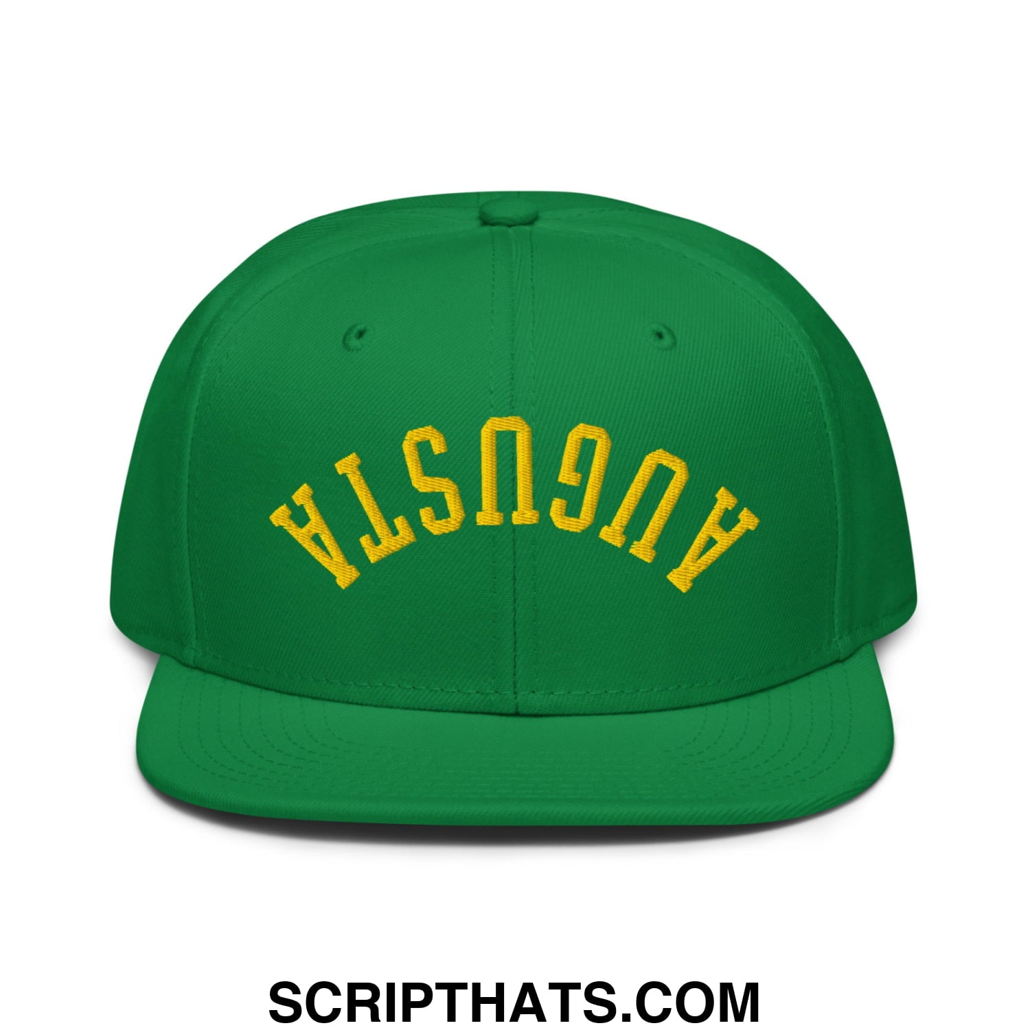 Upside Down Augusta Embroidered Flat Bill Brim Golf Snapback Hat Kelly Green
