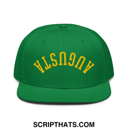 Upside Down Augusta Embroidered Flat Bill Brim Golf Snapback Hat Kelly Green