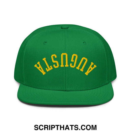 Upside Down Augusta Embroidered Flat Bill Brim Golf Snapback Hat Kelly Green