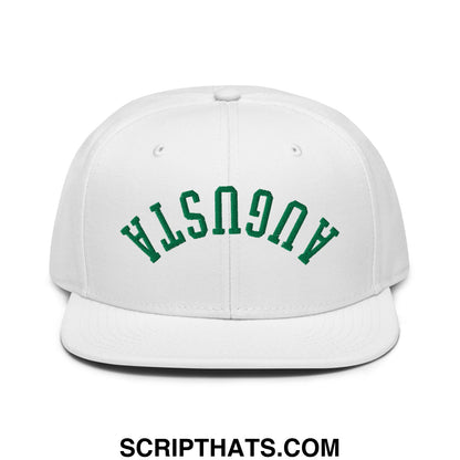 Upside Down Augusta Embroidered Flat Bill Brim Golf Snapback Hat White