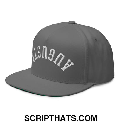 Upside Down Augusta Embroidered Flat Brim Bill Golf 5 Panel Snapback Hat Grey