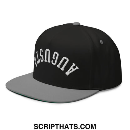 Upside Down Augusta Embroidered Flat Brim Bill Golf 5 Panel Snapback Hat Black Grey