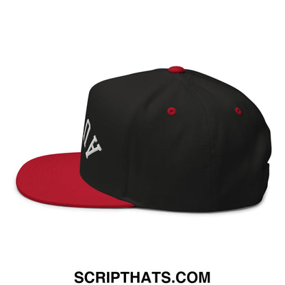 Upside Down Augusta Embroidered Flat Brim Bill Golf 5 Panel Snapback Hat Black Red