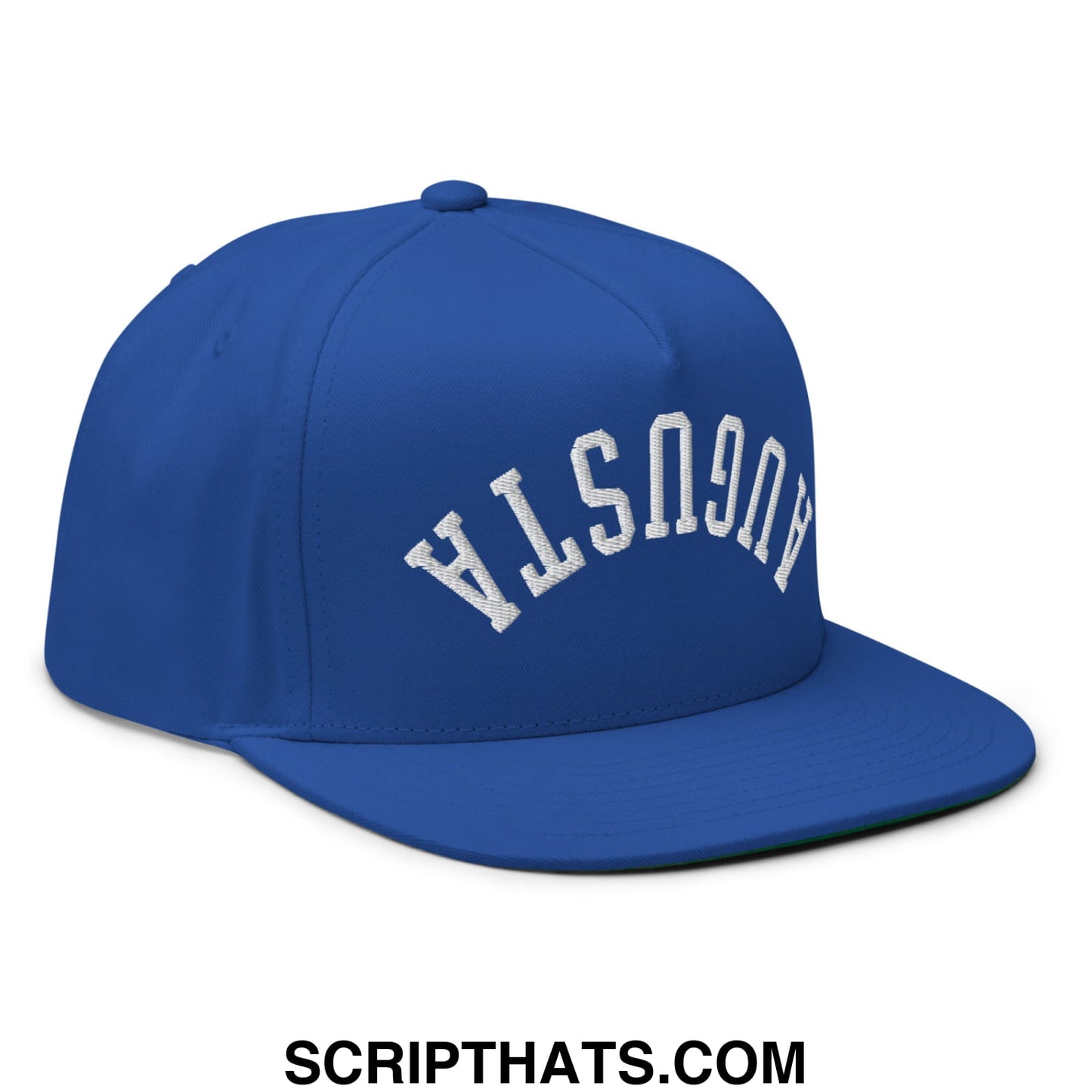 Upside Down Augusta Embroidered Flat Brim Bill Golf 5 Panel Snapback Hat Royal Blue