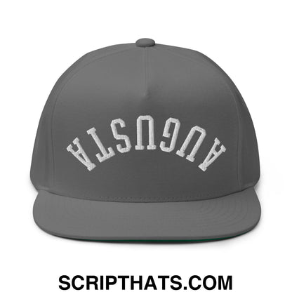 Upside Down Augusta Embroidered Flat Brim Bill Golf 5 Panel Snapback Hat Grey