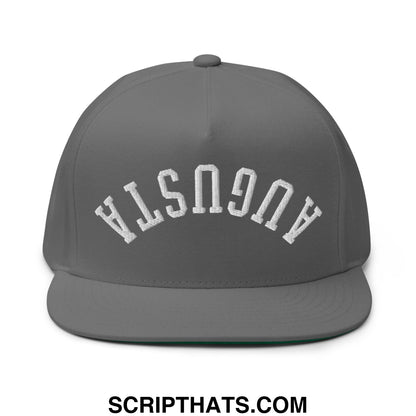 Upside Down Augusta Embroidered Flat Brim Bill Golf 5 Panel Snapback Hat Grey
