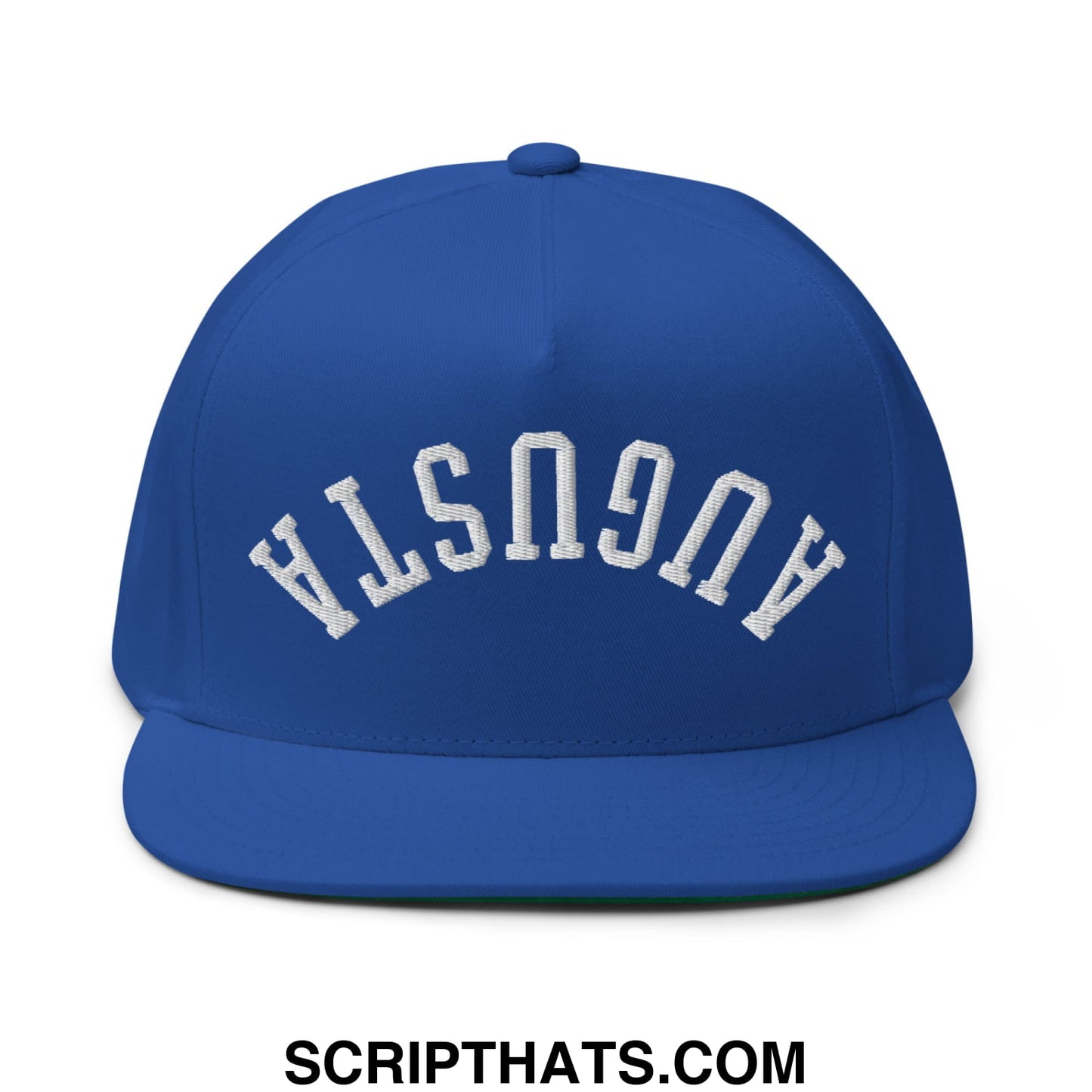Upside Down Augusta Embroidered Flat Brim Bill Golf 5 Panel Snapback Hat Royal Blue