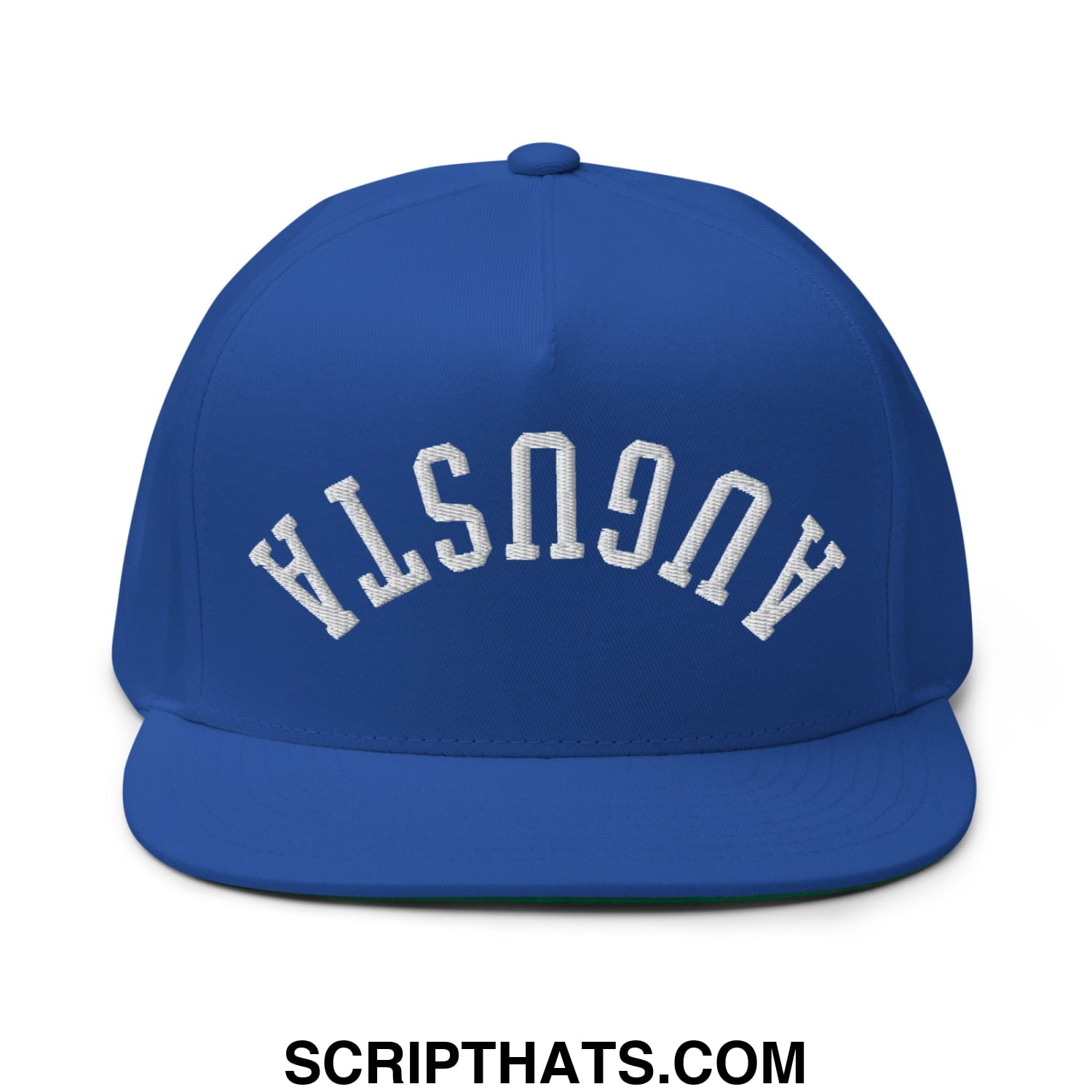Upside Down Augusta Embroidered Flat Brim Bill Golf 5 Panel Snapback Hat Royal Blue