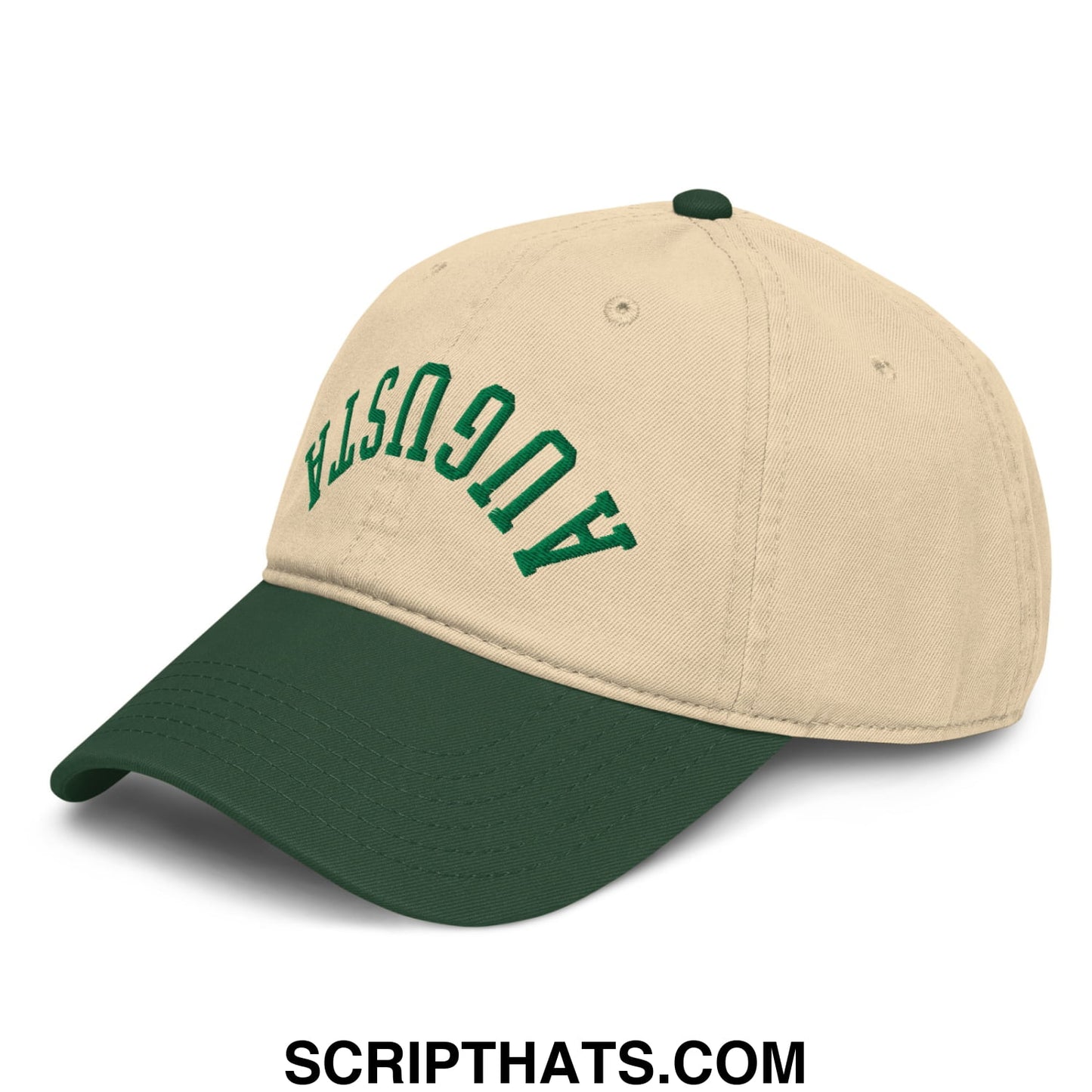 Upside Down Augusta Embroidered Golf Dad Hat Dark Green Khaki