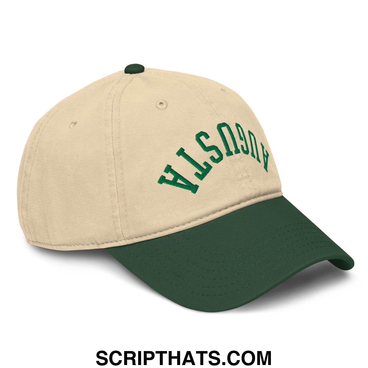 Upside Down Augusta Embroidered Golf Dad Hat Dark Green Khaki