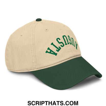 Upside Down Augusta Embroidered Golf Dad Hat Dark Green Khaki
