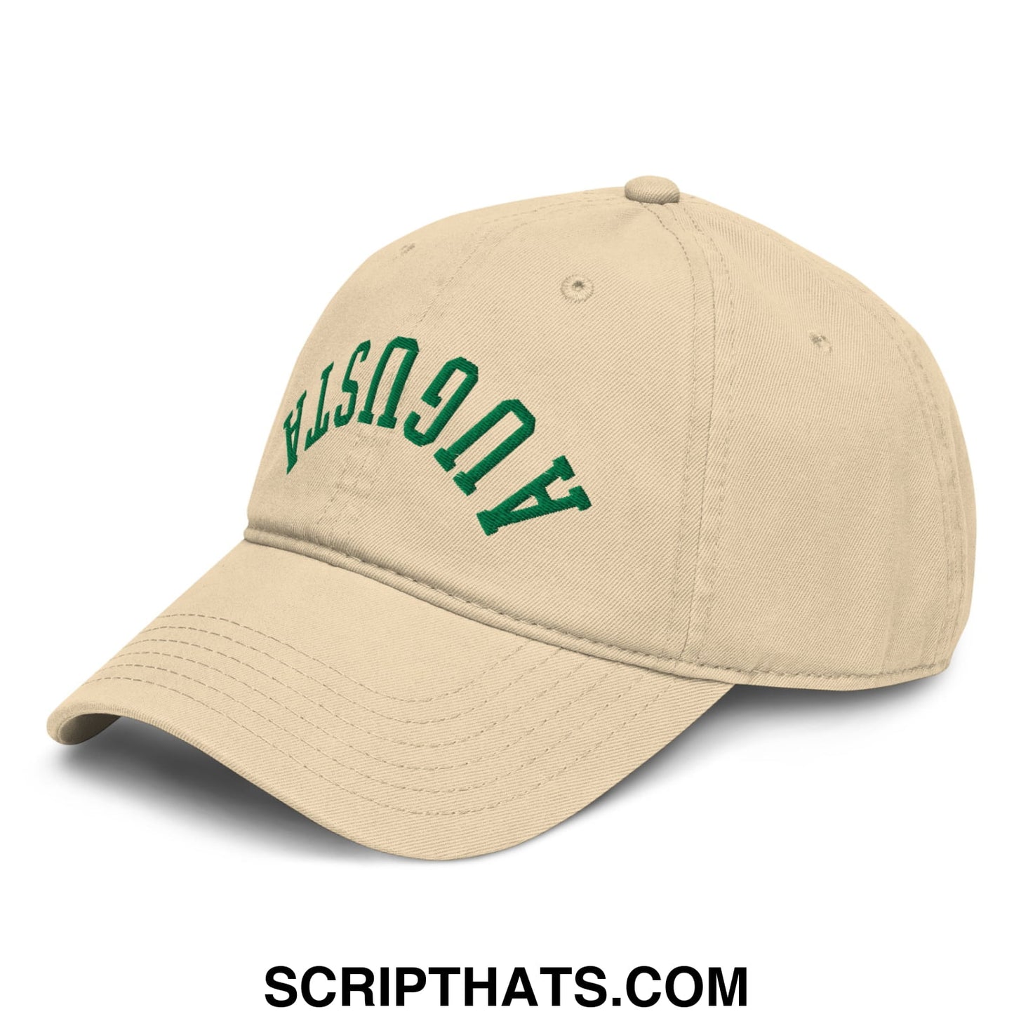 Upside Down Augusta Embroidered Golf Dad Hat Khaki