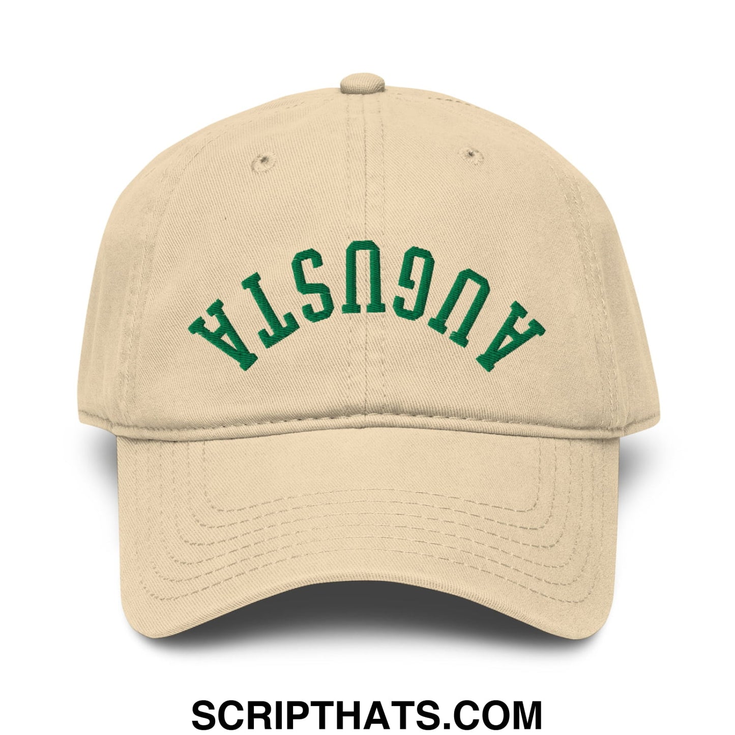 Upside Down Augusta Embroidered Golf Dad Hat Khaki