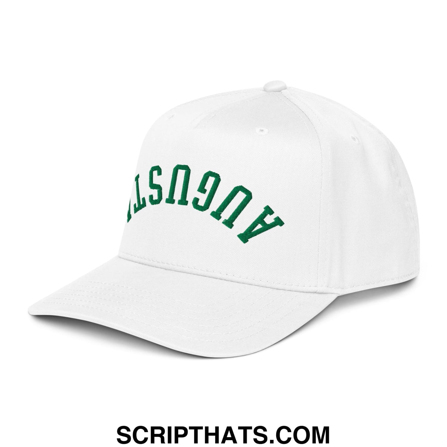 Upside Down Augusta Embroidered Golf Snapback Hat White