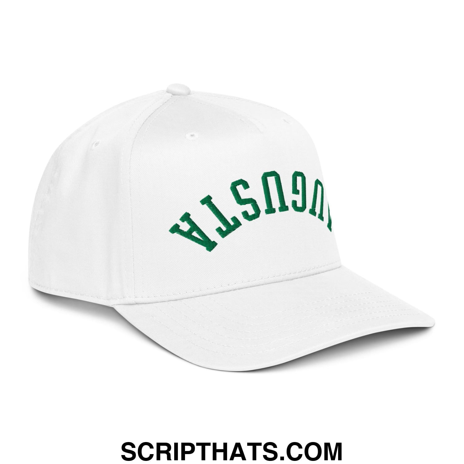 Upside Down Augusta Embroidered Golf Snapback Hat White