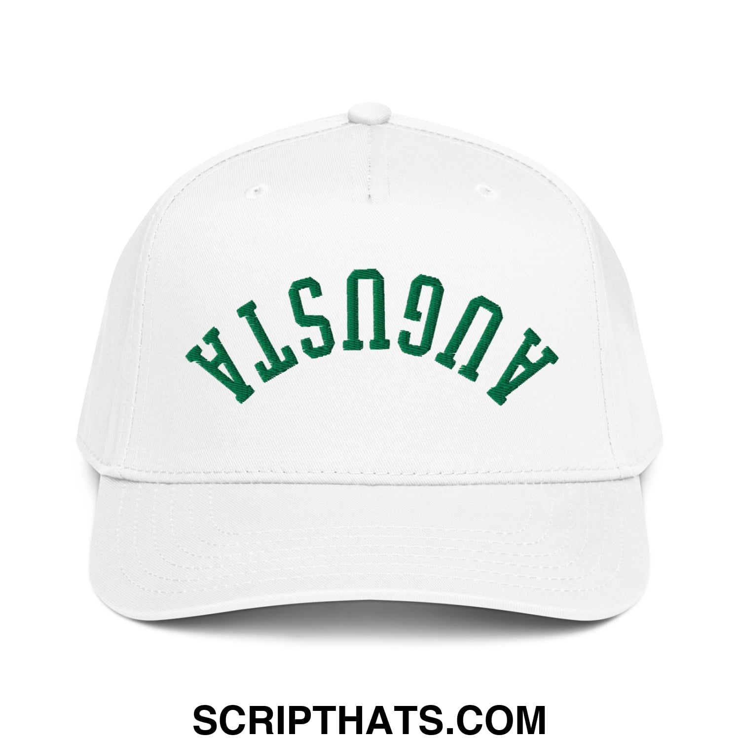 Upside Down Augusta Embroidered Golf Snapback Hat White