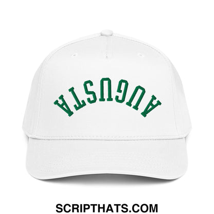 Upside Down Augusta Embroidered Golf Snapback Hat White